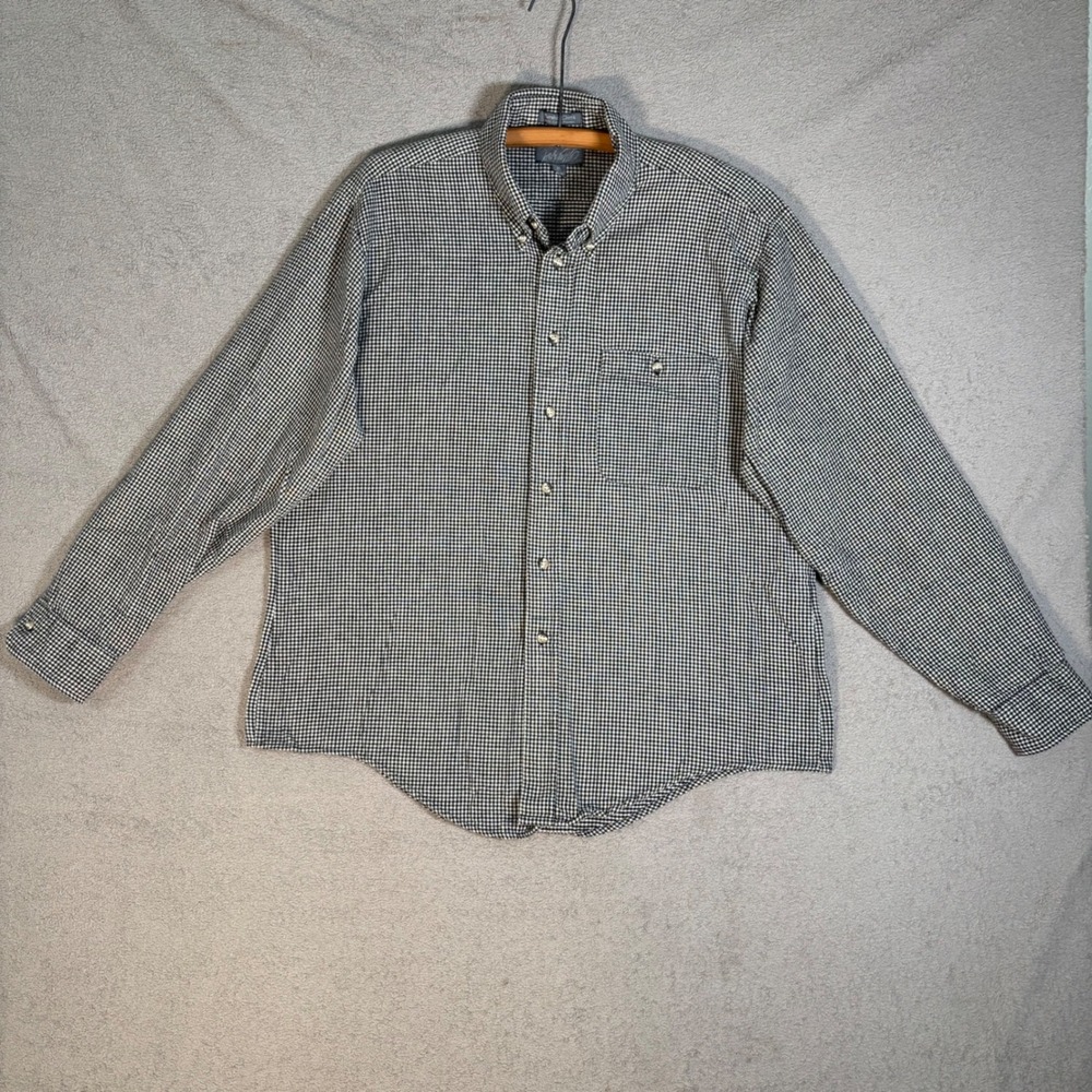 Lord and Taylor Flannel Shirt Mens XL Gingham Check Button Down 100%‎ Cotton